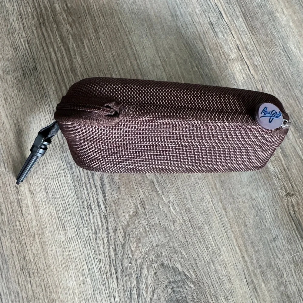 Maui Jim Sunglass Brown Zippered Case Blue Logo CASE ONLY Swivel Clip
